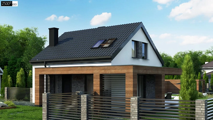 Проект мансардного дачного дома с комнатой на первом этаже