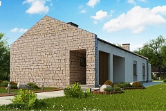 Проект для узкого участка без гаража с тремя спальнями