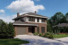 Вариант двухэтажного проекта Zx24 с фасадом под кирпич