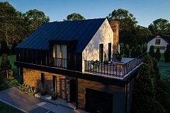 Дом с мансардой, гаражом и большой террасой