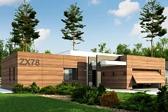 Одноэтажный дом с плоской кровлей, тремя спальнями и гаражом на две машины