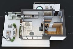 Современная баня с плоской кровлей