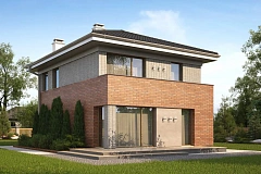 Проект компактного, функционального дома, с кирпичной облицовкой фасадов.
