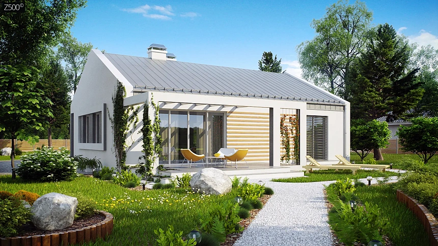 Простой и недорогой в строительстве энергосберегающий дом современного дизайна.
