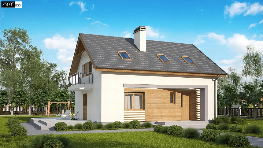 Вариант проекта Z255 c жилой мансардой.