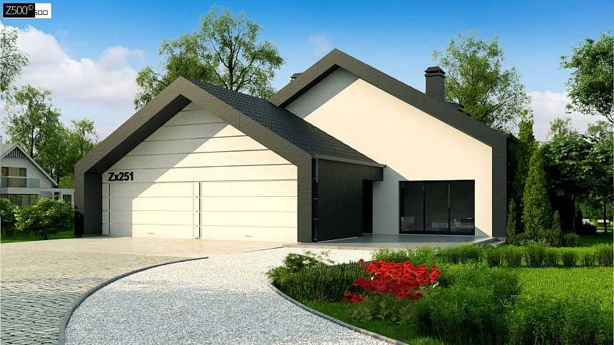 Проект современного дома с нетипичной планировкой и привлекательным дизайном экстерьера.