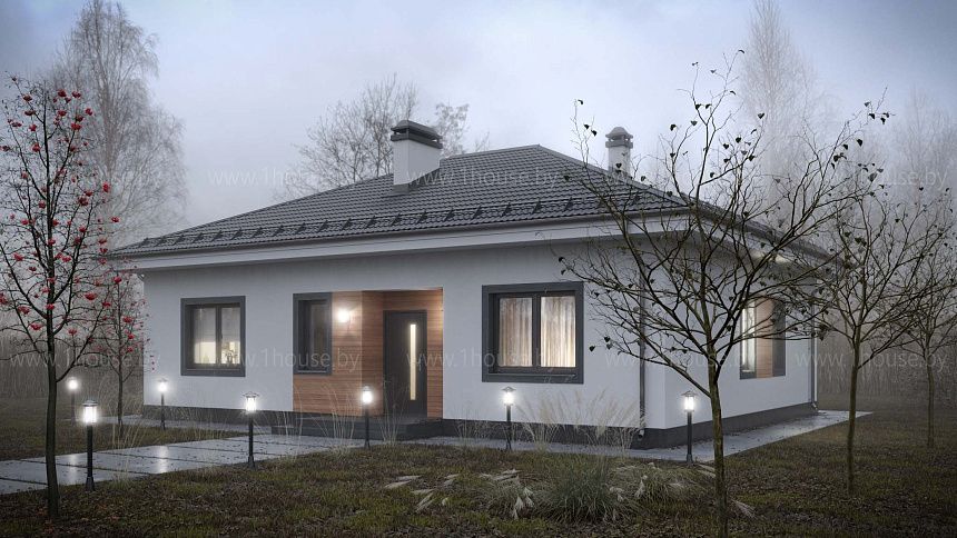 Одноэтажный дом с 3мя спальнями.