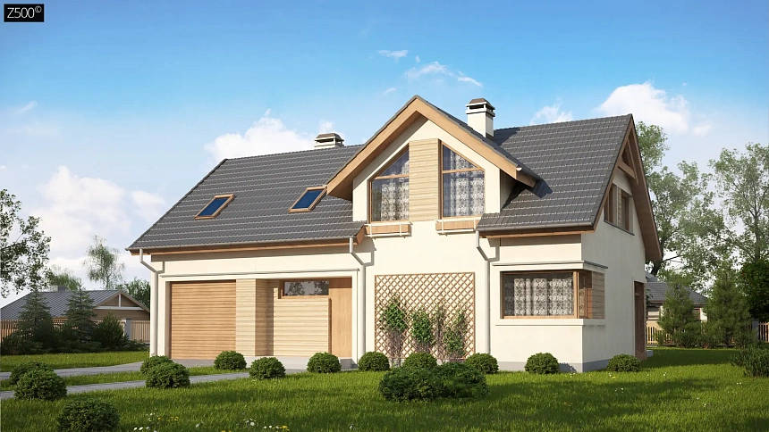 Версия проекта Z122 c дополнительной комнатой на мансарде вместо нового света.