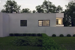 Современный проект с уникальным дизайном, оштукатуренным фасадом и гаражом