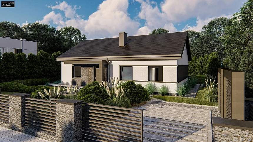 Вариант одноэтажного дома Z473 с 3 спальнями