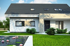 Аккуратный мансардный коттедж с гостевой спальней на первом этаже