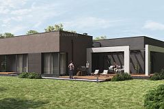 Современный одноэтажный дом с 4мя спальнями и гаражом.