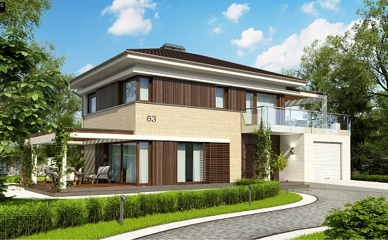 Версия проекта Zx63 с многоскатной кровлей.