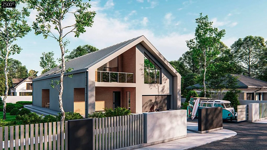 Современный мансардный дом