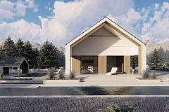 Современный проект с двускатной крышей