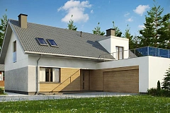 Cтильный мансардный дом с гаражом для двух машин