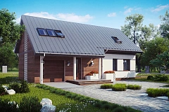 Удобный и красивый дом с красивым окном во фронтоне.