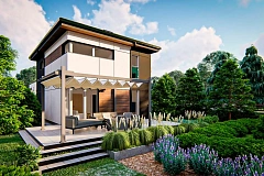 Современный проект дома с 3 спальнями