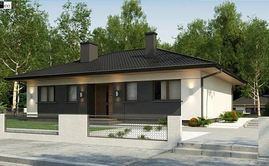 Аккуратный одноэтажный дом в традиционном стиле с продуманной планировкой