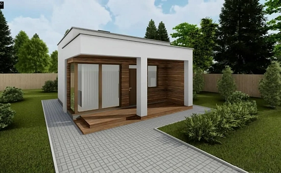 Современная баня с плоской кровлей