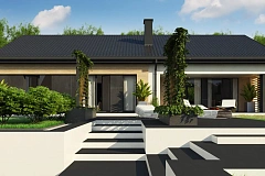 Стильный одноэтажный дом с двускатной кровлей и грамотной планировкой