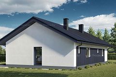 Одноэтажный дом с 2ускатной кровлей и 3мя спальнями.