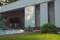 Современный одноэтажный дом с боковой террасой