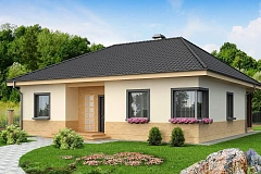 Вариант одноэтажного дома с 4-х скатной кровлей и подвалом