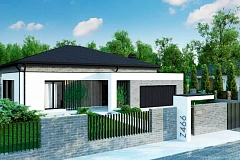 Традиционный одноуровневый дом с функциональным расположением комнат и гаражом на 2 авто.