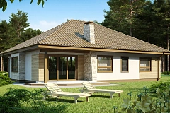 Одноэтажный удобный дом с фронтальным гаражом, с возможностью обустройства мансарды.