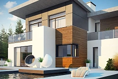 Просторный современный дом с плоской кровлей