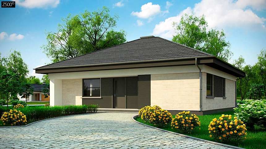 Одноэтажный дом небольшой площади со вторым светом над гостиной