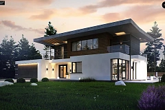 Вариант современного двухэтажного дома Zx22 с подвалом