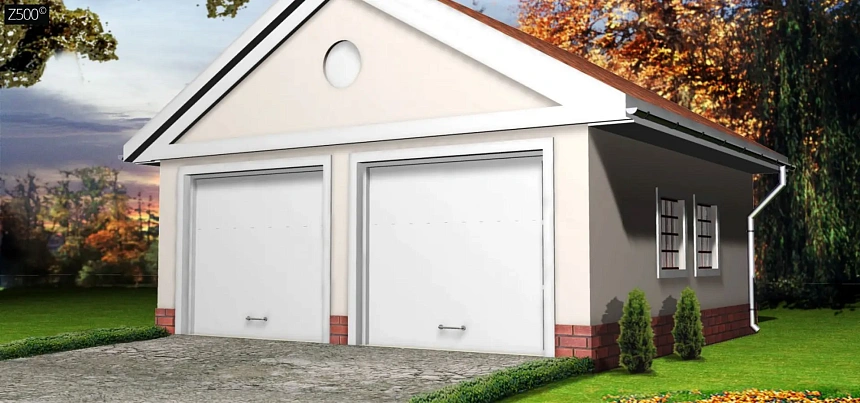 Проект гаража с 2 воротами классического дизайна