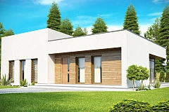 Современный функциональный дом с большой площадью остекления в гостиной