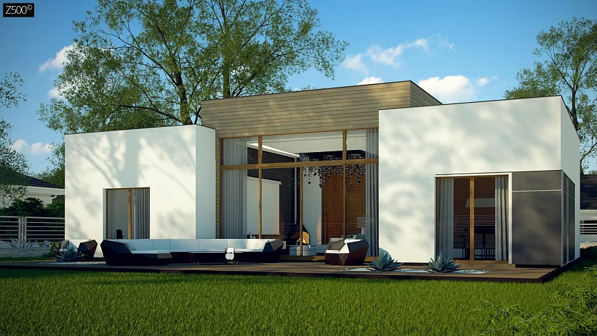 Одноэтажный дом в стиле современного минимализма