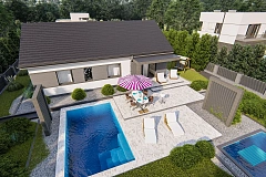 Вариант одноэтажного дома Z473 с 3 спальнями