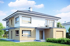 Просторный двухэтажный дом с удлиненным гаражом для двух автомобилей