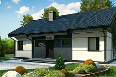 Проект одноэтажного дома традиционной формы с современным экстерьером.