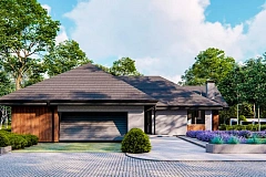 Одноэтажный дом с гаражом на 2 машины и 4 спальнями