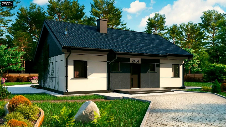 Подвариант одноэтажного дома Z454 со вторым светом над гостиной