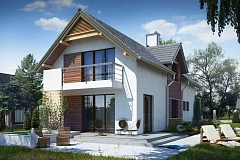 Функциональный и привлекательный дом с гаражом для узкого участка.