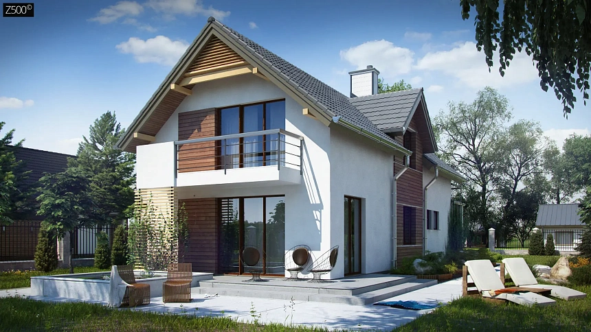 Функциональный и привлекательный дом с гаражом для узкого участка.