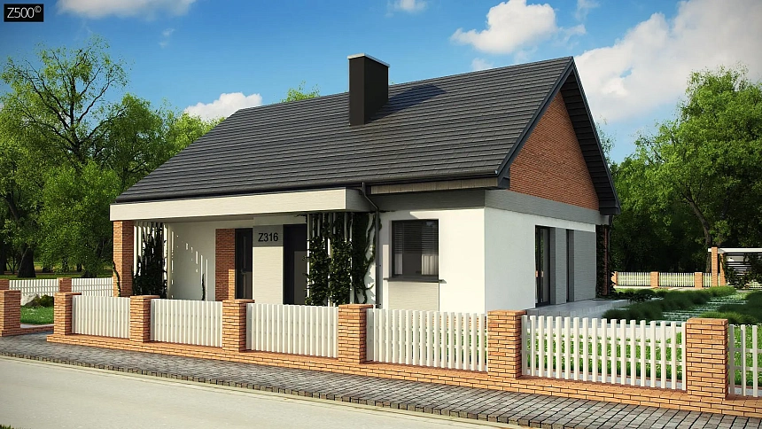 Вариант проекта Z316 с измененной планировкой помещений и двускатной кровлей