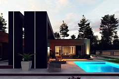 Современный дом с одноуровневой планировкой для большой семьи