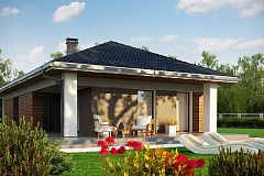 Одноэтажный дом в традиционном стиле с просторной гостиной