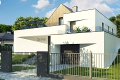 Проект современного коттеджа с цоколем и мансардой