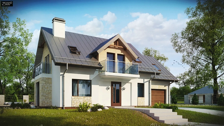 Стильный современный дом с пятью спальнями и гаражом.