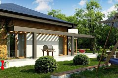 Современный дом с остроконечной крышей бунгало