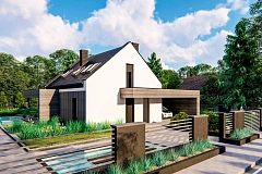 Проект дома с мансардой и двускатной крышей